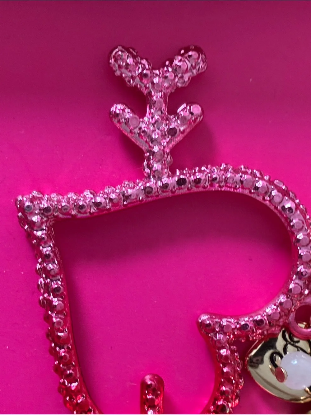 Betsey Johnson Hot Pink Heart Arrow Key & Card Holder Charm with Gold Accents
